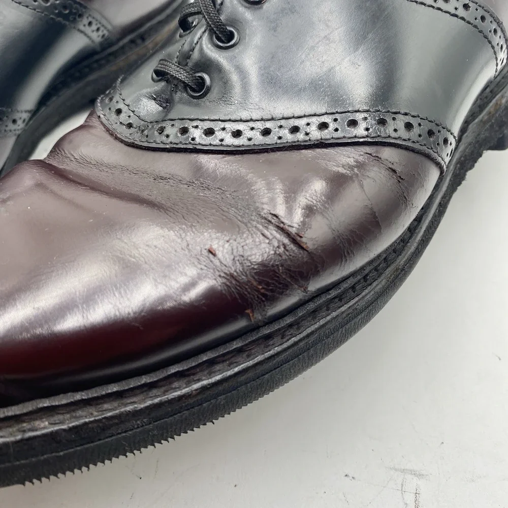 Allen Edmonds Shelton Men's Leather Saddle Oxford Sz 10.5‎ C Black/Burgundy WEAR